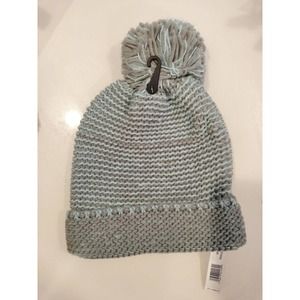 Tahari Women's O/S Chunky Marled Cuff Knit Pom Pom Beanie Hat NWT